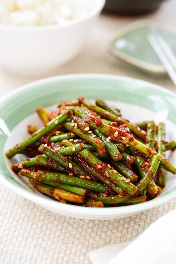 Maneuljjong Muchim (Spicy Garlic Scapes) Korean Bapsang
