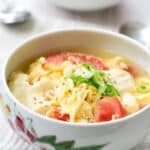 Sundubu egg soup with tomato and cabbage