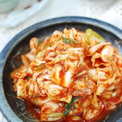 Quick and easy kimchi made with green cabbage