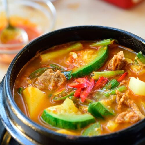 Korean gochujang stew with zucchini and potato
